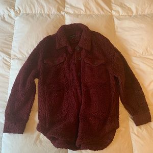 Maroon Sherpa shacket (size medium)